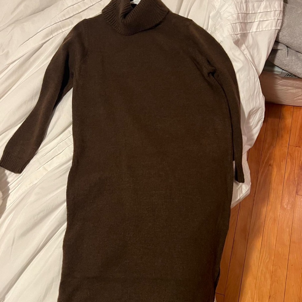 ONLY Chunky Knit Turtleneck Sweater in Brown